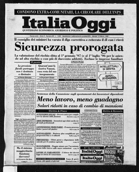 Italia oggi : quotidiano di economia finanza e politica